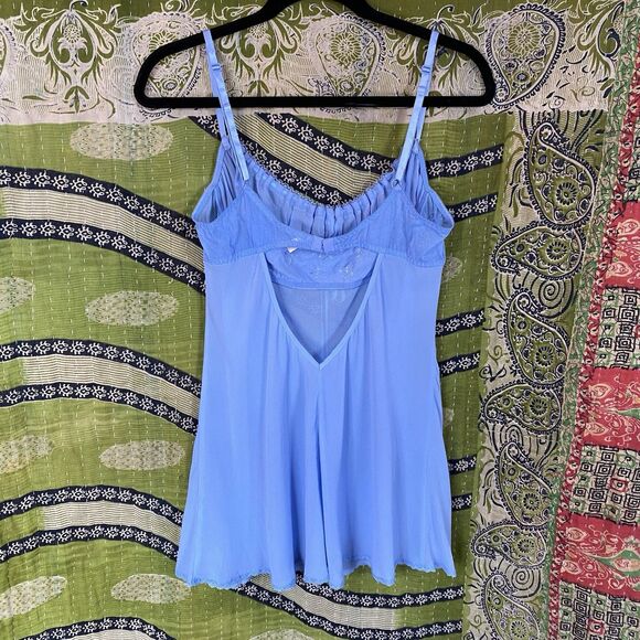 RARE Y2K Victoria's Secret Cornflower Blue Silk Milkmaid Slip Dress Size Large - Picture 9 of 16